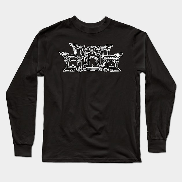 White on Black Geoglyph 2 (Totk) Long Sleeve T-Shirt by HeartonSleeves